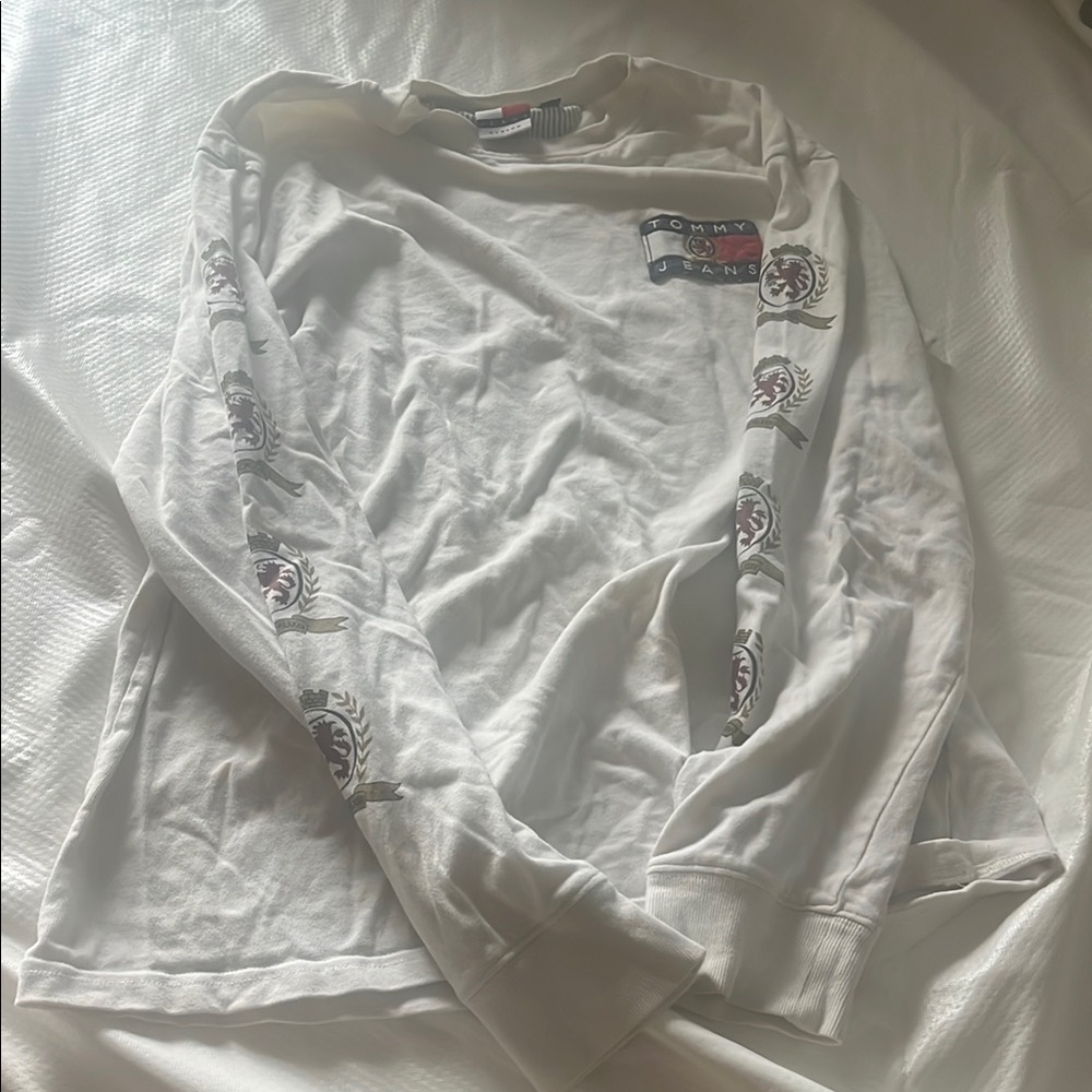 Tommy Hilfiger White Long Sleeve Tee Men’s Medium White 90s capsule Tommy Jeans
